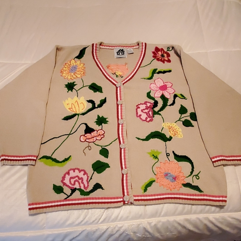 Storybook Knits Beige with Flowers Women's 2X